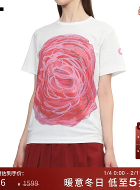 IT CDG COMME des GARCONS GIRL女装手绘图案装饰短袖T恤时尚少女