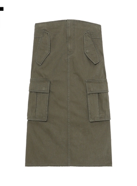 IT We11Done女装半身裙工装裙新款酷感街头中长款直筒裙175WKKXL