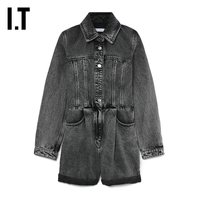ITIRO长袖牛仔连体裤时髦甜酷
