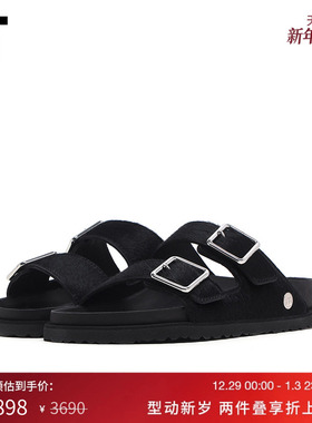 IT BIRKENSTOCK 1774女款毛绒露趾勃肯鞋新款双袢带牛毛皮凉拖鞋