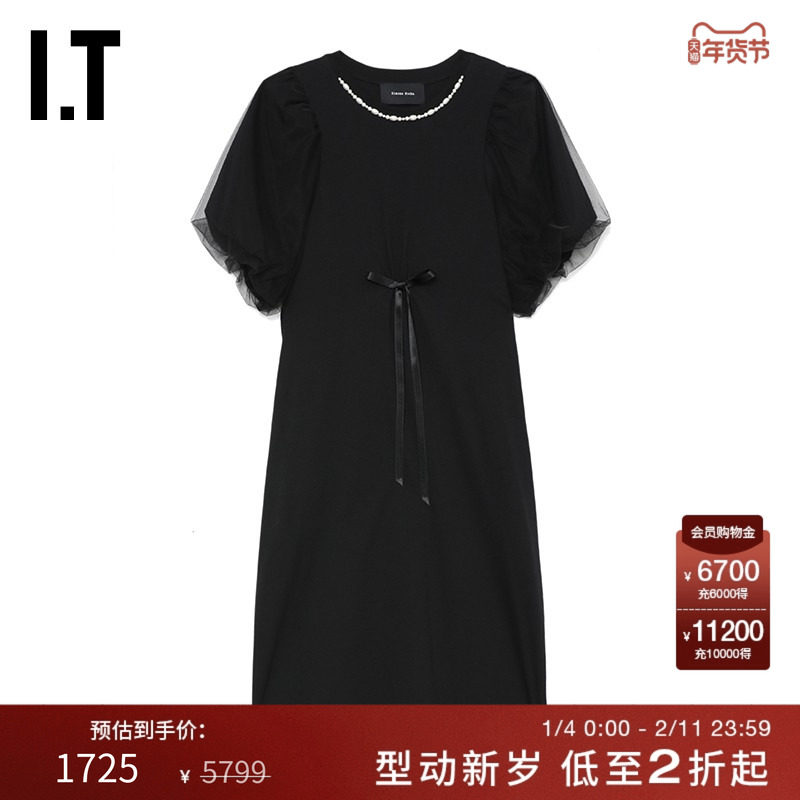 IT Simone Rocha女装泡泡袖连衣裙新品温柔气质纯色及膝裙7226B3X,女装/女士精品,连衣裙,淘宝优惠券,粉丝福利购,淘宝优惠卷