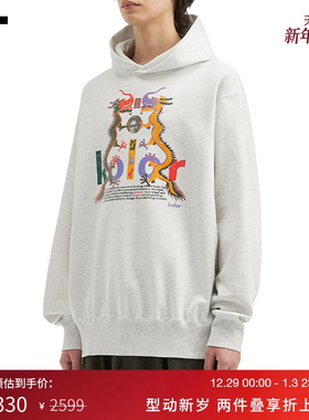IT kolor男装宽松连帽卫衣新款复古文艺双龙图案印花连帽衫08205M