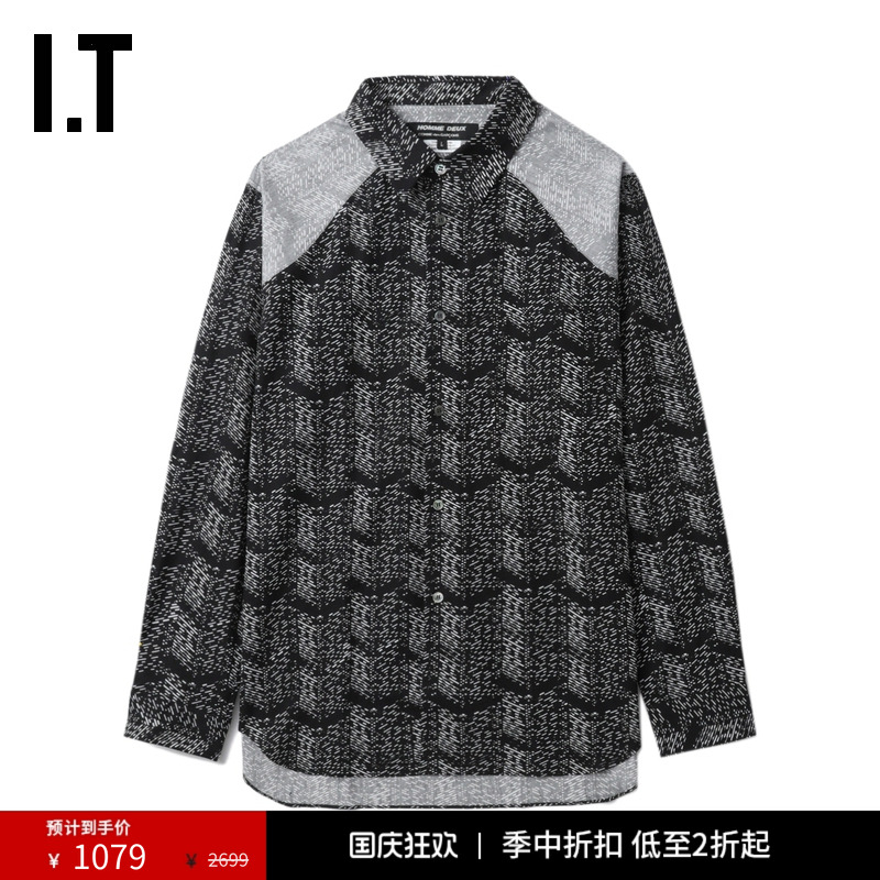 IT满幅图案花衬衫摩登复古