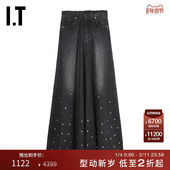 牛仔半身裙长裙新款 HAIKURE女装 复古摩登大裙摆伞裙807816XL