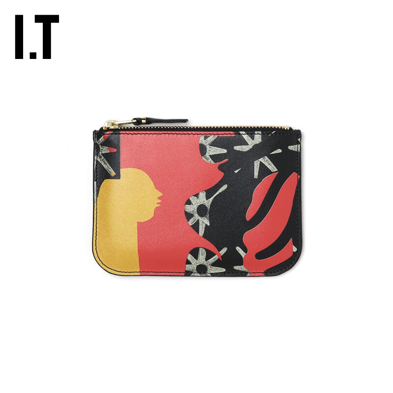 IT CDG COMME des GARÇONS Wallet女款拉链零钱包拼色图案钱包