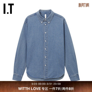 长袖 LOVE女装 牛仔衬衫 新款 率性宽松水洗上衣8001XUO 时尚 WITTH
