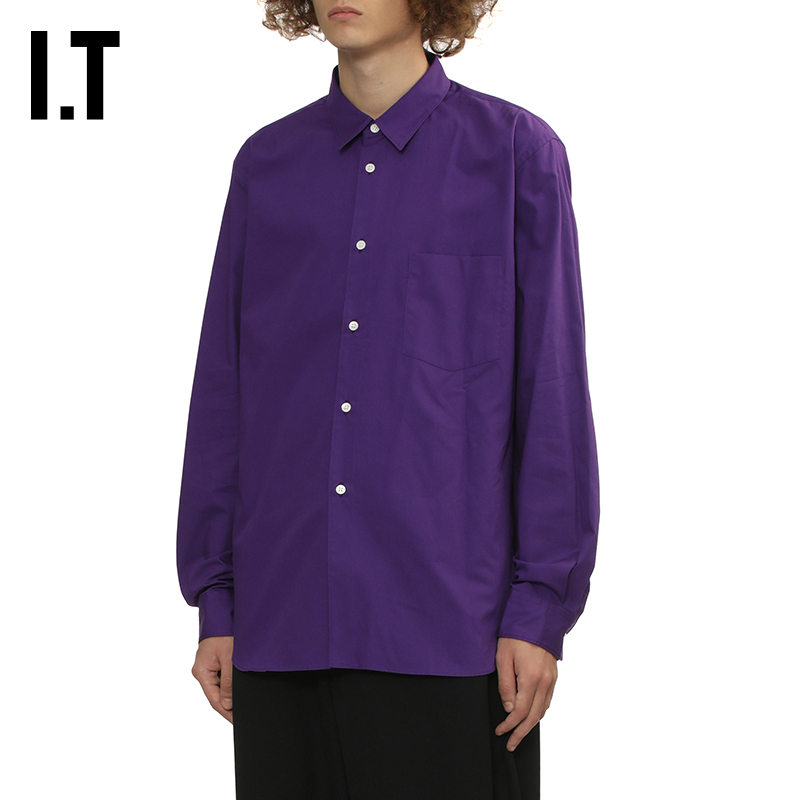 IT纯色长袖衬衫复古时尚