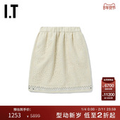 N°21女装 半身裙新品 时尚 个性 铆钉缀饰后拉链蕾丝A字裙31423AI