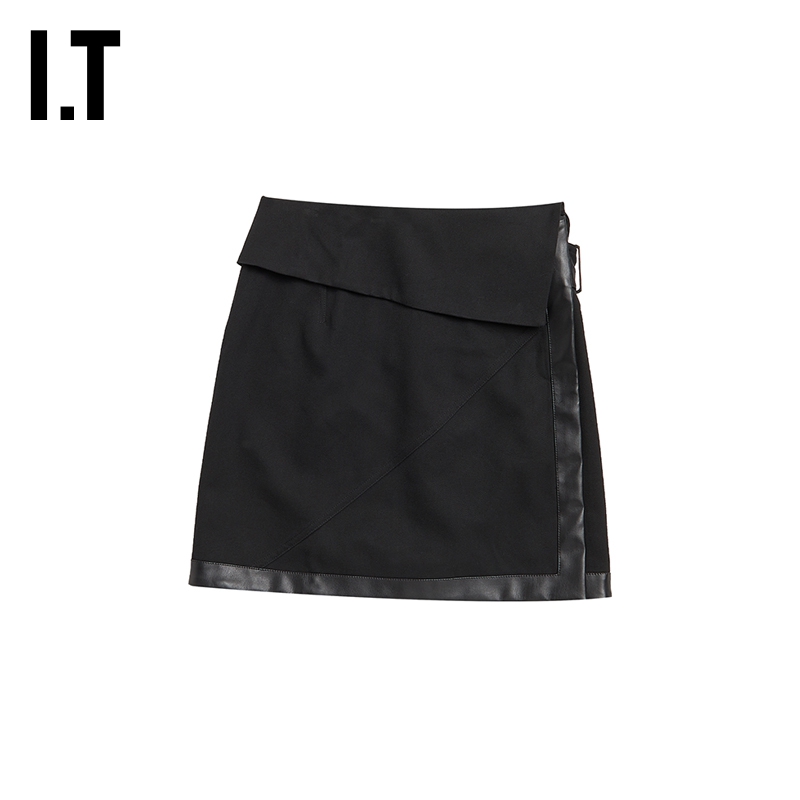 IT女装半身裙新品摩登皮革
