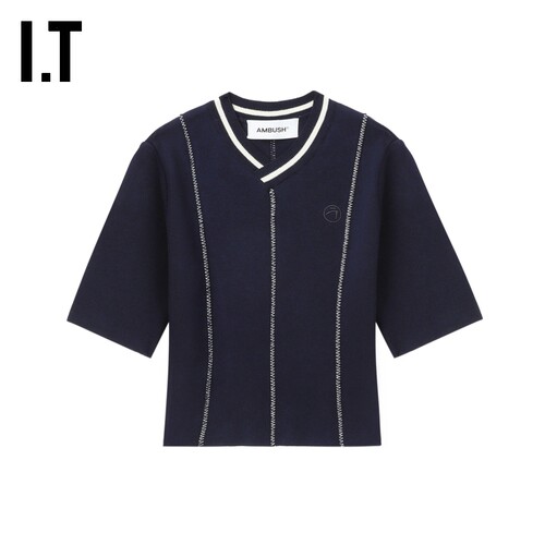 ITAMBUSH小V领短袖针织衫