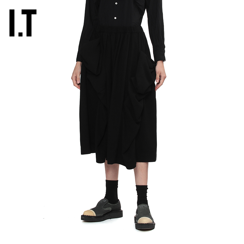 IT廓形纯色半身裙复古气质