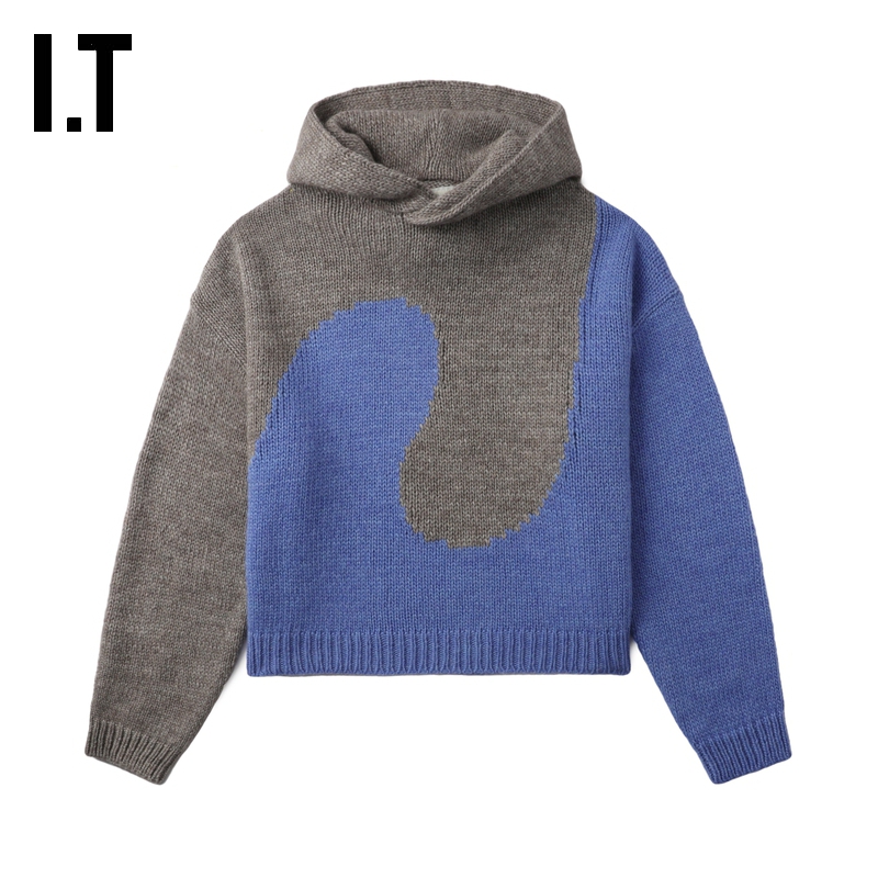 ITERL连帽针织上衣潮流艺术感