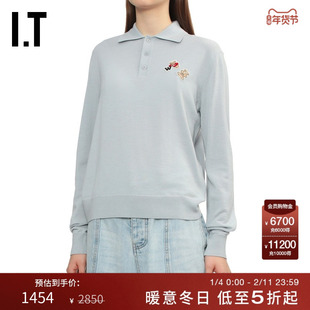 IT We11Done女装polo领针织衫新款简约可爱合身翻领薄毛衣679WGY