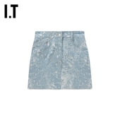 牛仔半身裙新款 JUUN.J女装 甜酷少女破洞短裙包臀裙327W00XM