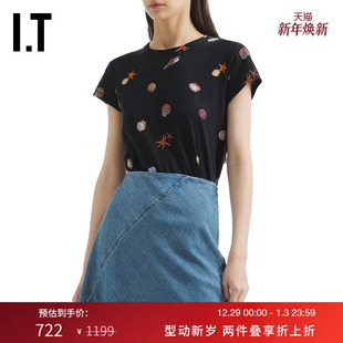 bone女装 圆领短袖 素图案装 rag 饰上衣 趣味海洋元 时尚 T恤新款