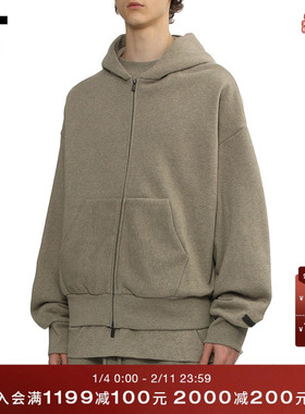 IT ESSENTIALS男装连帽拉链卫衣新款简约休闲宽松外搭92207WMQ