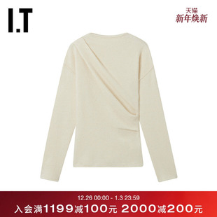 新款 小圆领针织衫 LANG女装 时髦大气褶饰薄毛衣702C05XQ HELMUT