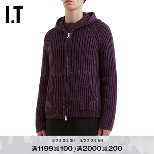 IT OUR LEGACY男装连帽拉链针织开衫新款复古气质绵羊毛毛衣外套