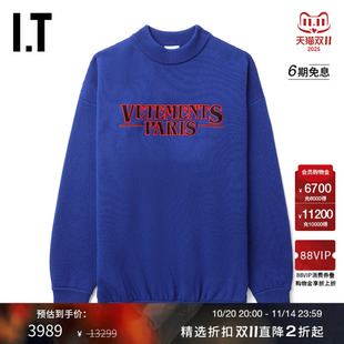 摩登复古字母刺绣羊毛毛衣140N 廓形针织上衣新品 VETEMENTS女装