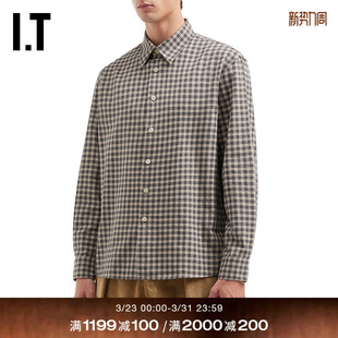 新款 格纹衬衫 长袖 复古文艺翻领格子上衣1286DAMQ SUNFLOWER男装