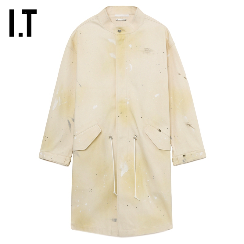 IT HELMUT LANG男装中长款大衣新款复古有型做旧效果长外套24018M