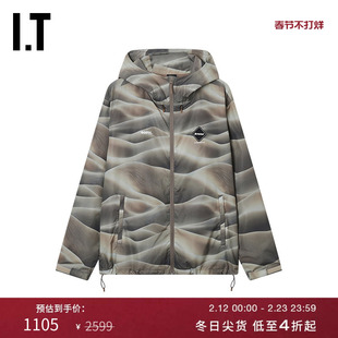 IT F.C.REAL BRISTOL男装连帽拉链夹克新款户外风满幅图案薄外套