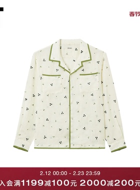 IT BODE男装翻领长袖衬衫新款清新睡衣风满幅图案刺绣上衣SH022MQ