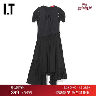 连衣裙时尚 泡泡袖 气质褶饰细节中长裙340100XJ Commission女装