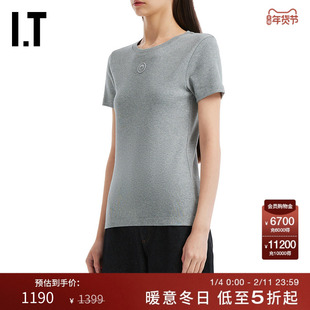 IT MARINE SERRE女装圆领短袖T恤新款简约时尚纯色内搭WTT012XP