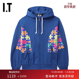 CDG HOMME COMME GARCONS DEUX彩色拼图拼接连帽拉链卫衣 des