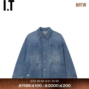 翻领牛仔夹克新款 Service男装 随性潮流水洗外套0211FBMQ Fresh