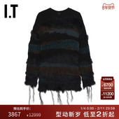 针织连衣裙新款 JUUN.J女装 摩登时髦毛绒拼色拼接毛衣裙951F01X