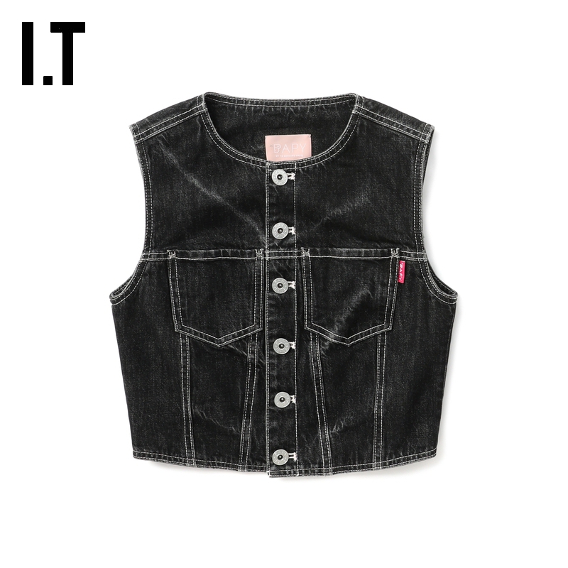ITBAPY短款合身牛仔马甲