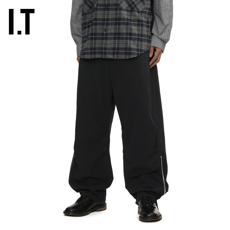 IT阔腿裤纯色工装裤宽松休闲裤