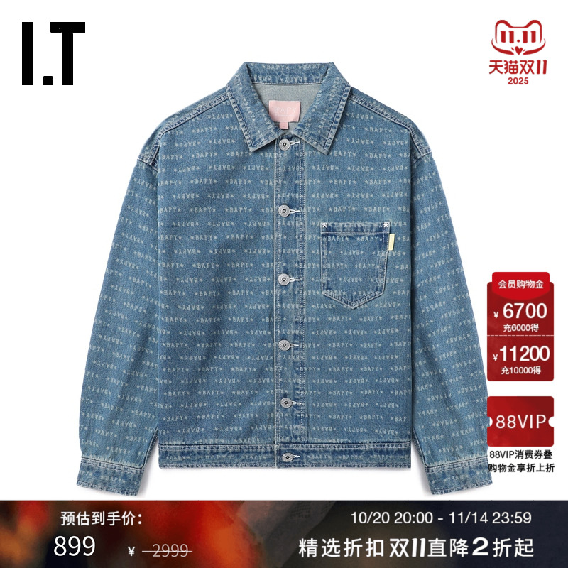 ITBAPY翻领牛仔夹克复古帅气