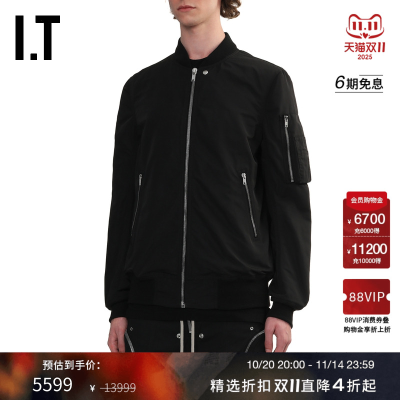 IT Rick Owens男装飞行员夹克新款帅气型男纯色拉链外套5778FTMO
