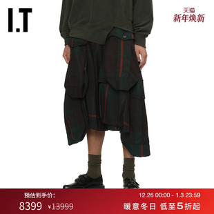 des GARCONS 不对称阔腿裤 CDG 格纹裙裤 COMME PLUS男装 HOMME