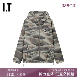 IT F.C.REAL BRISTOL男装连帽拉链夹克新款户外风满幅图案薄外套