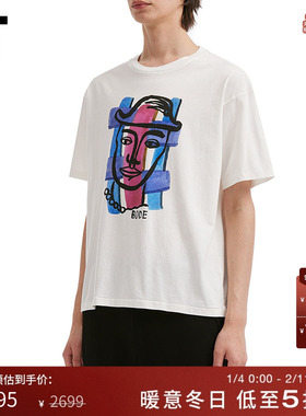 IT BODE男装圆领短袖T恤新款时尚文艺风绘画图案印花半袖5CS015MP