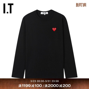 COMME PLAY des GARCONS川久保玲情侣款 T恤 爱心缝饰长袖 CDG