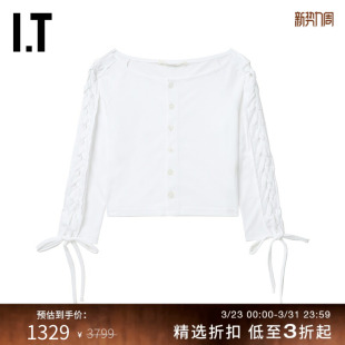 女装 feu 大圆领短款 针织开衫 绑带设计短外套T12041XM 新款 LIMI