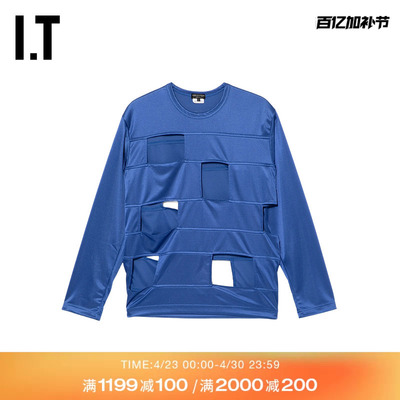 IT镂空设计圆领长袖T恤
