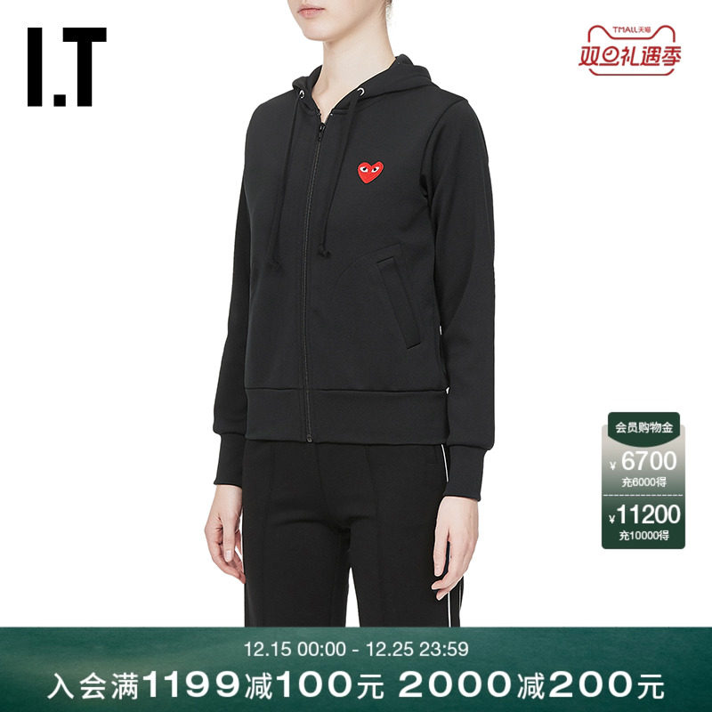 IT CDG PLAY COMME des GARÇONS川久保玲女连帽拉链卫衣爱心缝饰