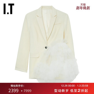 夹克新品 西装 NO.1女装 浪漫气质薄纱拼接合身西服外套SJ203 ACT