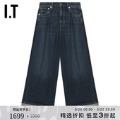 bone女装 宽松阔腿裤 牛仔裤 时髦复古卷边长裤 新款 JP101XP rag