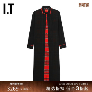 连衣裙新款 式 衬衫 复古气质格纹叠层拼接长裙13811X LIMI’S女装