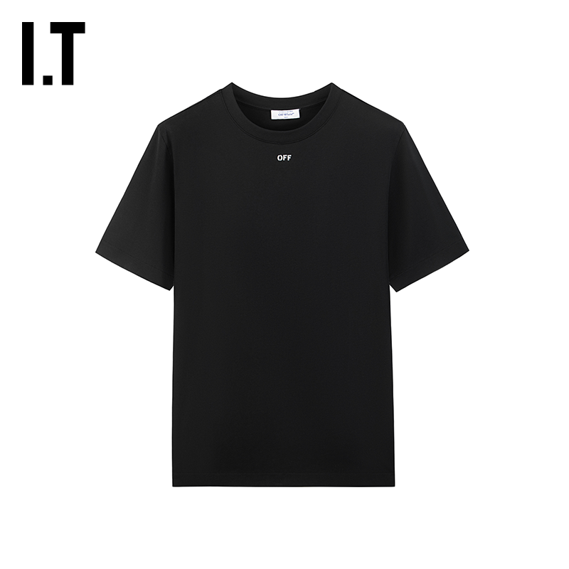OFF-WHITE™情侣装新款圆领短袖T恤潮流个性斜纹图案装饰半袖