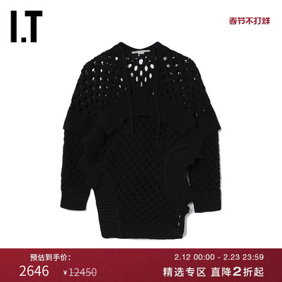 女装针织衫新品解构拼接镂空细节