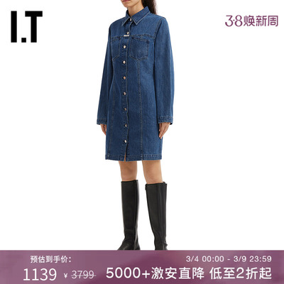 ITCLOSED长袖牛仔连衣裙