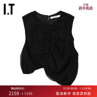 时尚 上衣新款 不规则下摆无袖 露脐短背心690604XM GAUCHERE女装